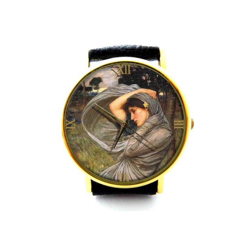 Gypsy Wind Art Leather Watch, Gypsy Ladies Watch, Unisex Watch, Waterhouse Art Jewelry, Gypsy Jewelry, Vintage Style Jewelry