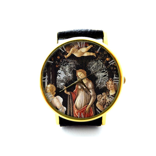 Sandro Botticelli Primavera Leather Watch, Botticelli Art Watch, Romantic Gift Jewelry, Lovers Gift