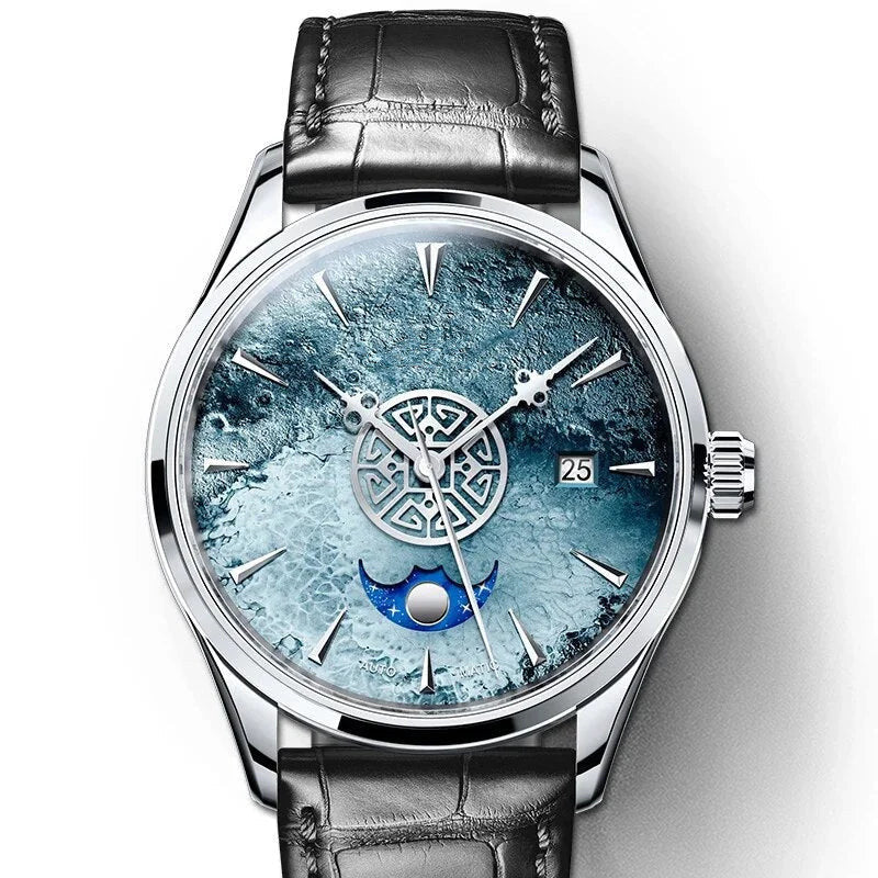 Men’s Waterproof Meteorite Dial Sapphire Crystal Mechanical Wristwatch