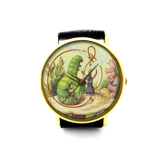 Alice and the Caterpillar Leather Watch, Alice in Wonderland Ladies Watch, Unisex Watch, Wonderland Jewelry